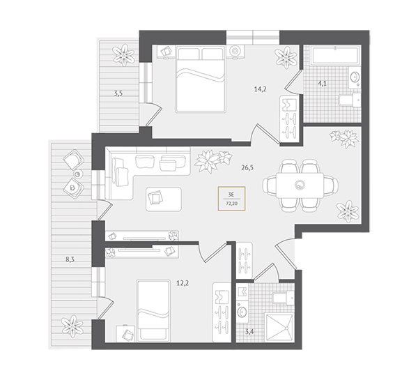 ЖК «Нескучный сад», Сочи | Апартаменты в гостиничном комплексе «Нескучный сад», Неометрия